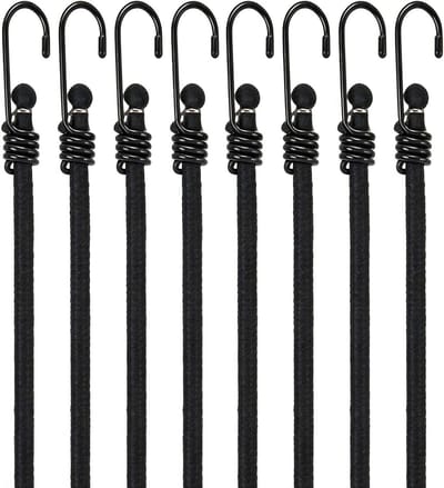 Set van 8 Bungee Koorden met Haken, 1.2m Elastische Bands voor het Beveiligen van Zeilen, Fietsen, Tenten en Ladingen