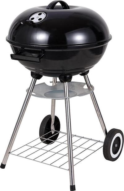 Ronde kogelbarbecue met deksel en asvanger zwart - 43 x 33 cm - houtskool bbq