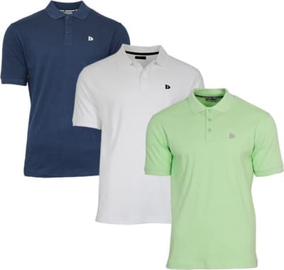 3-Pack Donnay - Polo (Noah) - Sportpolo - Heren - Navy/White/Lemon green (583) - maat XXL