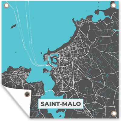 Tuin poster Saint-Malo - Frankrijk - Plattegrond - Stadskaart - Kaart - 200x200 cm - Tuindoek