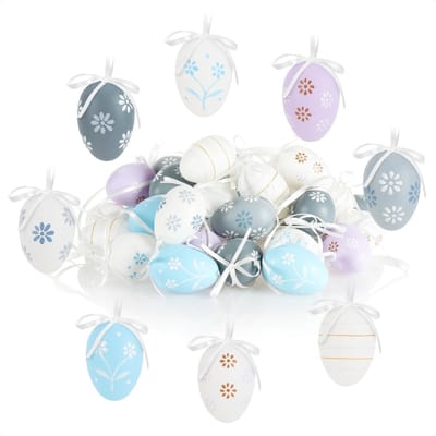 Paaseieren Om Op Te Hangen - Paasdecoraties Met Patronen - Feestelijke Versiering - Handgeschilderde Motieven - 36 Stuks 6 Cm