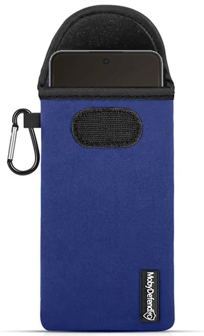 MobyDefend Hoesje - Geschikt voor OnePlus Nord CE 5 - Neopreen Pouch Met Karabijnhaak - Insteek - Riemlus - Blauw