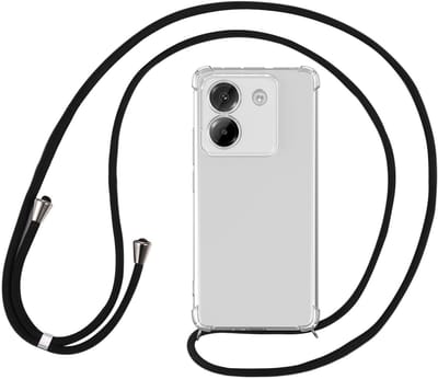 Schokbestendig Transparant Hoesje met Koord Geschikt voor Xiaomi Poco M7 Pro | Shockproof Back Cover met Ketting | Flexibel TPU | Doorzichtig