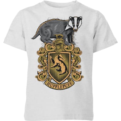 Harry Potter Hufflepuff Drawn Crest kinder t-shirt - Grijs - 98/104 (3-4 jaar)