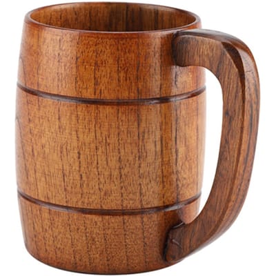 Natuurlijke Houten Bierbeker Retro Grote Capaciteit Thee Water Klassieke Houten Drinkmok met Handvat brown