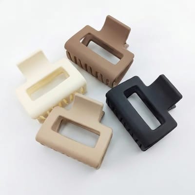Haarclips set 4 stuks – matte rechthoekige haar klemmen in neutrale kleuren – stevige kunststof haaraccessoires voor dames haarklem