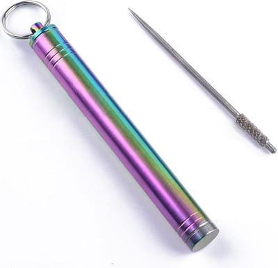 Tandenstoker Houder - Metalen Picks - Outdoor Activiteiten - Herbruikbaar Titanium - 9cm Lengte - Kleurrijk