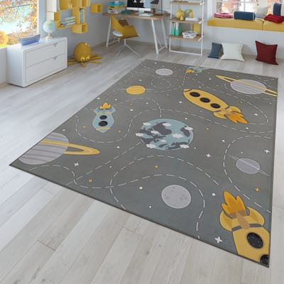 Kinderkamertapijt tapijt kinderkamertapijt antislip planeten sterren raketten
