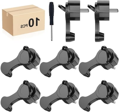 10-delige extra platte aardingsstekker met vouwhandvat, 250 V, 16 A, voor kabels tot 3 x 1.5 mm², ideaal voor veilig aansluiten, eurostekker, zwart
