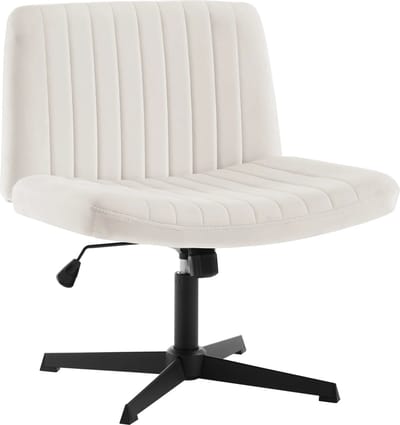 BukkitBow - Luxe Velvet/Fluwelen Bureaustoel - 360 ° Draaibare Relax/Lounge Stoel- Ergonomische Stoel - Wit/Cremé