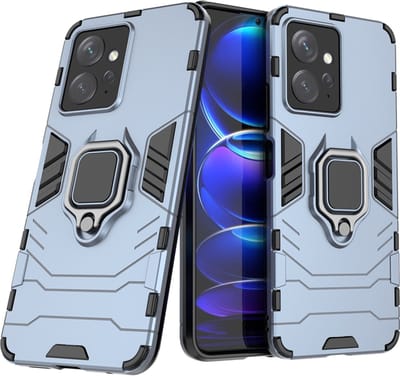 MobyDefend Hoesje - Geschikt voor Xiaomi Redmi Note 12 4G - Dubbelgelaagde Pantsercase Met Standaard - Blauw