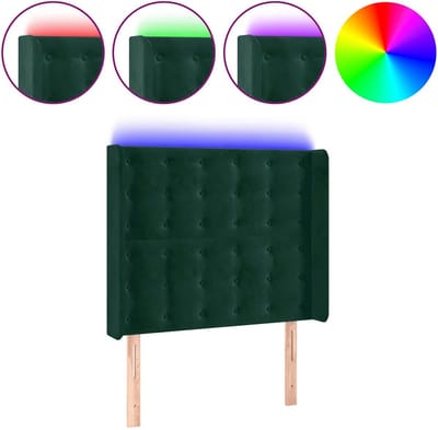 vidaXL - Hoofdbord - LED - 83x16x118/128 - cm - fluweel - donkergroen