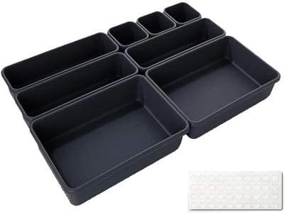 Unyqoos® Set van 8 multifunctionele lade-organizers voor keuken en badkamer