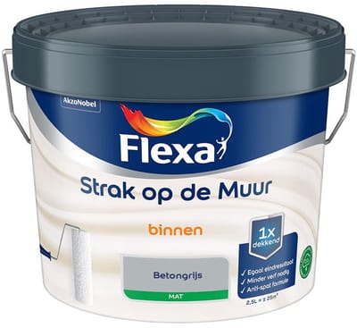 Flexa - Strak Op De Muur Binnen Mat - Betongrijs - Mengverf - 2,5 L