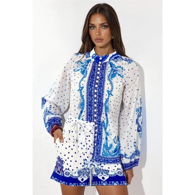 Paisley Geweven Playsuit Met Strikdetail