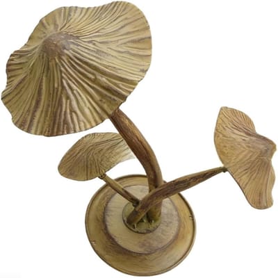 Metalen Tuin Paddestoel - Buiten Decoratie Set - Tuin Aankleden - Handgeschilderd Rustiek Design - 3 stuks 27 cm - Bruin
