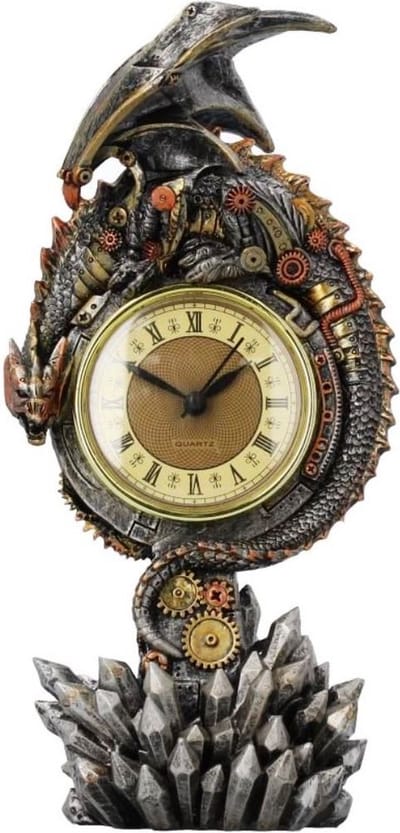 Nemesis Now -Tafelklok Clockwork Reign - Steampunk Draak - Mantel Klok  - Multicolor - 28cm x 13,5cm x 8,5cm