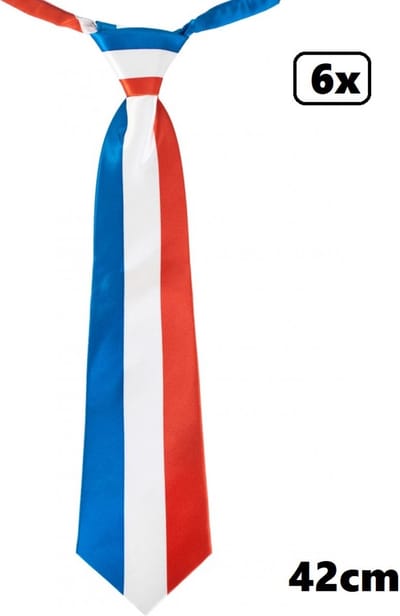 6x Stropdas Frankrijk 42 cm - Frans festival thema feest party