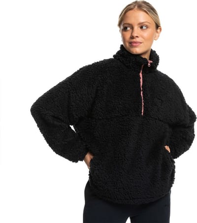 Roxy Wow Sherpa Fleece Met Halve Rits Grijs S Vrouw