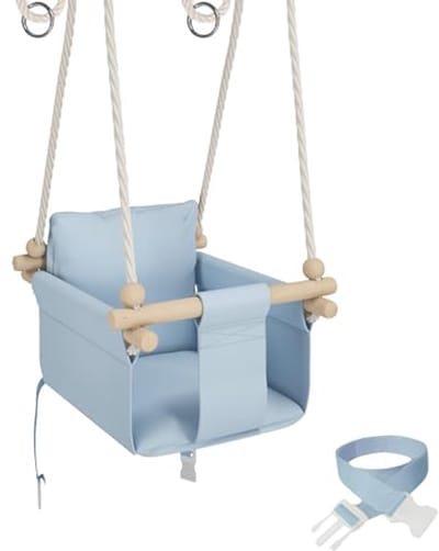 Schommel voor baby's - Houten schommelset met veiligheidsgordel voor binnen en buiten