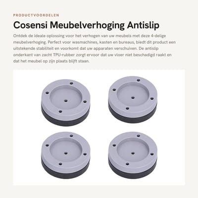 Dailygoods- Meubelverhoging 4-delig - Antislip/Schokbestendig - Voor Wasmachine/Kast - Flexibel/Slijtvast - Draagvermogen 6 x 6 x 2 cm - Bruin - Meubelsteunen