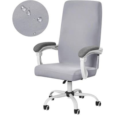 Housse de chaise de bureau hydrofuge, 1 pièce, en tissu élasthanne extensible, housse de siège d'ordinateur, housse de chaise de jeu universelle 1pc chair cover gray