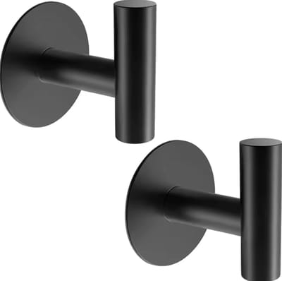 *** Zelfklevende Handdoekhaakjes - 2 Stuks RVS Zwart – Design Badkamer – Kapstok – Ophanghaak – Muurhaak - van Heble® ***
