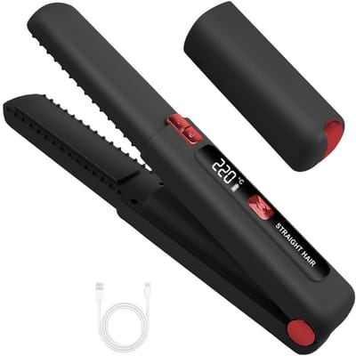 carmdering - Draadloze Haarstyler en Krultang 2 in 1 - Mini Draadloze Stijltang - Draagbaar Keramisch Apparaat - 10 Seconden Snelle Verwarming - Compact en Lichtgewicht - Ideaal voor Reizen en Onderweg - 1 Stuk