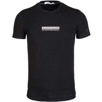Calvin Klein T-shirt met letterpatroonprint, ronde hals, korte mouwen, heren tops, zwart J30J317063-BEH S black