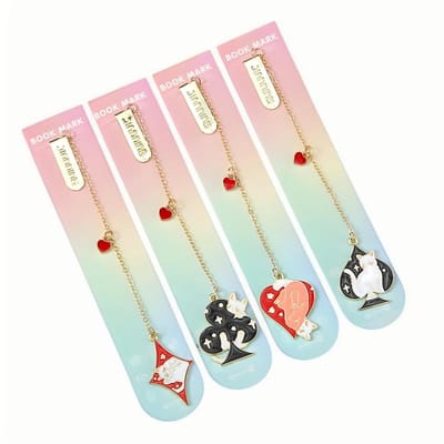 Dailygoods - ARFUKA 4 stuks bladwijzers, katten, metaal, bladwijzers, boekenleggers met hanger, voor kinderen, vrienden, scholieren, leraren, eindexamen