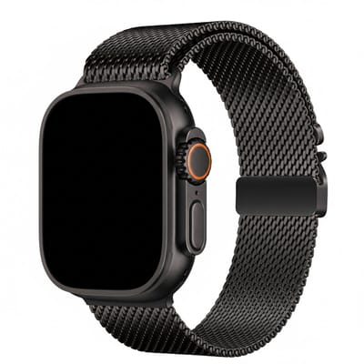 Milanees loop bandje - geschikt voor Apple Watch 1/2/3/4/5/6/7/8/9/10/11/ SE (1,2,3) met maat 38 mm / 40 mm / 41 mm en 42 mm (Watch 10/11) - Milanese met P-buckle - zwart