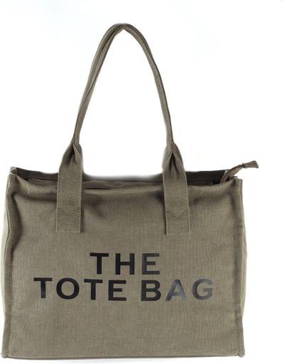 Giuliano canvas shopper 'The Tote Bag' - Groen - Dames - Ruim