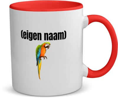 Akyol - papegaai met eigen naam koffiemok - theemok - rood - Papegaai - papegaai liefhebbers - iemand die houdt van papegaaien - verjaardag - cadeau - kado - 350 ML inhoud
