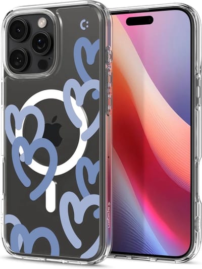 Spigen Geschikt voor Apple iPhone 16 Pro Max - Ultra Hybrid - Geschikt voor Mag - Back Cover Hoesje - Hearts Denim