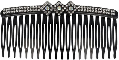Haarsoires Haarspeld Sierkam Opsteekkam 10cm - Strass Steentjes - Zwart Zilver - Haarversierkam - Haar Versiering