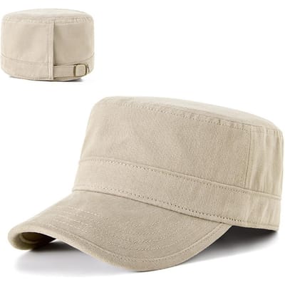 Chapeau plat en coton classique Casquette de baseball décontractée Protection solaire pour homme Visières réglables Papa Quatre Saisons beige