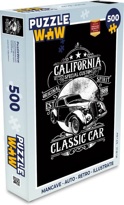 Puzzel Mancave - Auto - Retro - Illustratie - Legpuzzel - Puzzel 500 stukjes