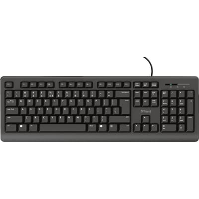 Trust Primo - Bedraad Toetsenbord - Full-size - Stille Toetsen - Morsbestendig - QWERTY US - Zwart