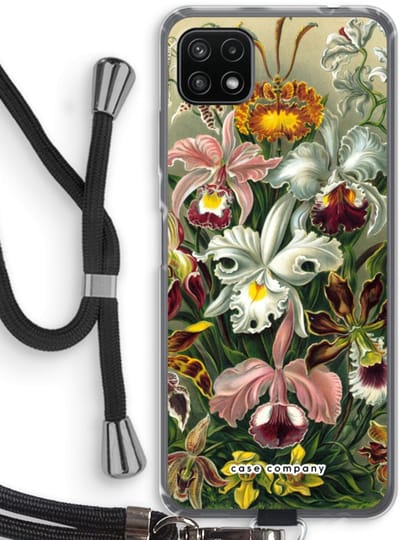 Case Company® - Hoesje met koord geschikt voor Samsung Galaxy A22 5G hoesje met Koord - Haeckel Orchidae - Telefoonhoesje met Zwart Koord - Bescherming aan alle Kanten en Over de Schermrand