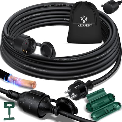 KESSER® Verlengkabel 3 meter voor binnen en buiten IP44 - Verlengsnoer met Stekker
