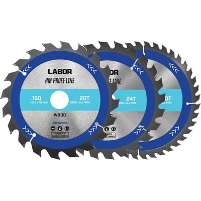 Labor HM cirkelzaagblad hout 190x30x2,4mm - 20,24,40T (3 Stuks)