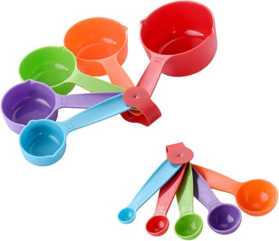 Famanu - Multifunctionele maatlepels set 10-delig, kleurrijk meetgereedschap voor koken en bakken, voor suiker zout koffie en kruiden