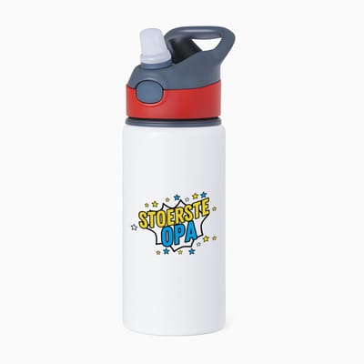 Hacebo® - Stoerste opa waterfles met rietje rood - Opa - beste opa - verjaardagscadeau - cadeau voor opa - kado - gift - water fles - 650ML