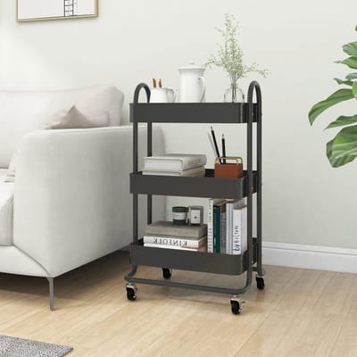 vidaXL - Trolley - 3-laags - 43x34x79 - cm - staal - antracietkleurig