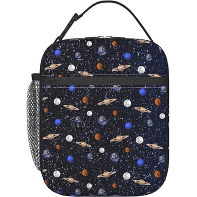 Zonnestelsel Ruimte Planeten Universum Geïsoleerde Lunchtas voor Vrouwen Kinderen Lekvrije Voedseldozen Thermische Lunchbox Tote One Size