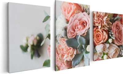 Artaza Canvas Schilderij Drieluik Bloemen In Vaas - Boeket - 120x60 - Foto Op Canvas - Canvas Print