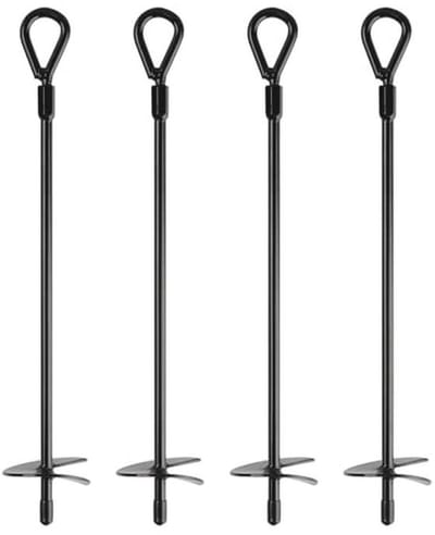AOKLIT 18 inch lange grondankers, 7,5 cm brede helix zware grondankers voor campingtent, luifels, schommelsets, autopoorten, schuren, schuilplaatsen (zwart, set van 4 stuks)