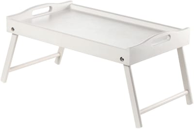 KADAX Bedtafel, ontbijtdienblad van grenenhout, 19 x 30 x 50 cm, serveerdienblad, inklapbaar beddienblad, eetdienblad voor ontbijt op bed, bijzettafel (wit)