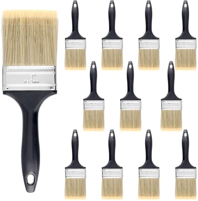 Kwasten set, lazuurkwast met kunststof handvat, lakkwast platte kwast voor schilderen, decoratie