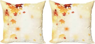 ABAKUHAUS Decoratieve kussenhoes 'Fallen', 2 stuks, modern accent, dubbelzijdige digitale print, 50x50 cm, beige, oranje, robijnrood